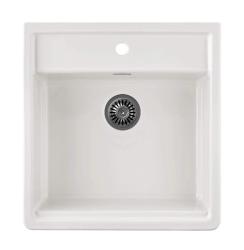 Ausmann Ceramic Panor Shade Chiuvetă Ceramică Albă Butler - Montare sub blat și între blat 630 x 597 mm cu banc de robinet și dop metalic Gun 1208970551