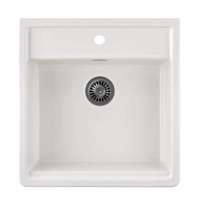 Ausmann Ceramic Panor Shade Chiuvetă Ceramică Albă Butler - Montare sub blat și între blat 630 x 597 mm cu banc de robinet și dop metalic Gun 1208970551