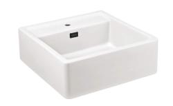 Ausmann Ceramic Panor Shade chiuvetă ceramică albă Butler - Montare sub blat și montare intermediară 630 x 597 mm cu banc pentru robinet și dop negru mat 1208970554.
