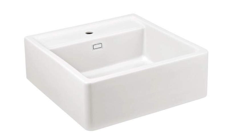 Ausmann Ceramic Panor Shade Chiuvetă Ceramică Albă Butler - Montare Sub Blat și Semi-încastrată 630 x 597 mm cu banc pentru robinet și dop alb 1208970556.