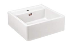 Ausmann Ceramic Panor Shade Chiuvetă Ceramică Albă Butler - Montaj sub blat și semi-încastrat 630 x 597 mm cu banc pentru robinet și dop de cupru 1208970559