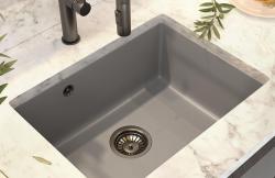 Graniteland Solo chiuvetă sub blat din granit gri 42x34 cm cu dop din inox 1208970569
