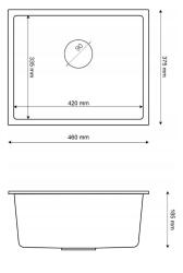 Graniteland Solo chiuvetă sub blat din granit gri 42x34 cm cu dop din inox 1208970569