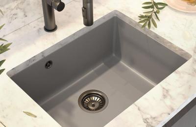 Graniteland Solo chiuvetă sub blat din granit gri 42x34 cm cu dop din inox 1208970569