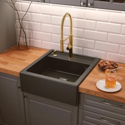 Graniteland Arno Granit Aspect de piatră albastră chiuvetă încastrată 582x620mm cu dop pătrat din inox 1208970600