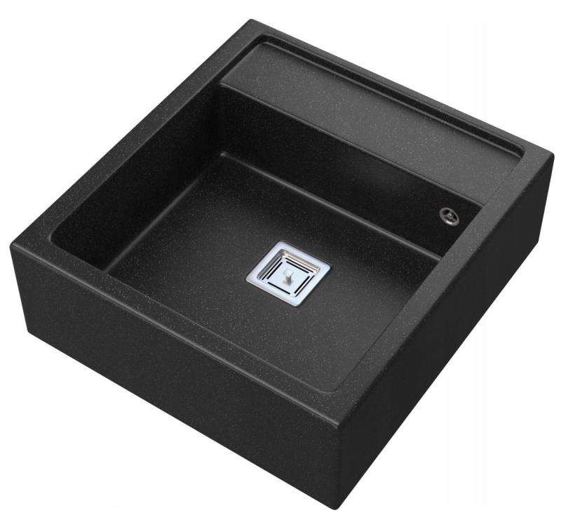 Graniteland Arno Granit Aspect de piatră albastră chiuvetă încastrată 582x620mm cu dop pătrat din inox 1208970600