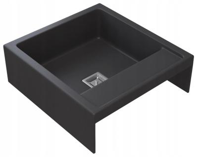 Graniteland Arno chiuvetă din granit negru pentru montaj încorporat 582x620mm cu dop pătrat din inox 1208970602