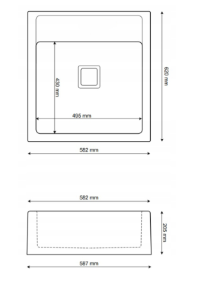 Graniteland Arno Granit Bej Chiuvetă de nisip încorporată 582x620mm cu dop pătrat din inox 1208970603.