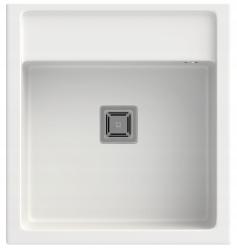 Graniteland Arno Chiuvetă din granit alb pentru montare deasupra 582x620mm cu dop pătrat din oțel inoxidabil 1208970604.