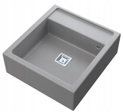 Graniteland Arno Granit Gri Chiuvetă de bucătărie încorporată 582x620mm cu dop pătrat din inox 1208970605.