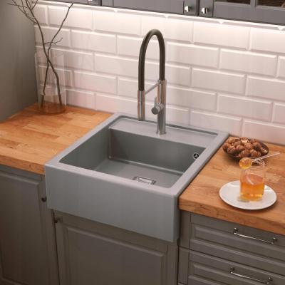 Graniteland Arno Granit Gri Chiuvetă de bucătărie încorporată 582x620mm cu dop pătrat din inox 1208970605.
