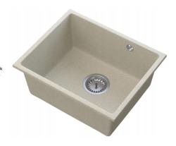 Chiuvetă de granit Graniteland Solo, nisip bej, montare sub blat, 42x34 cm, cu dop din inox 1208970612