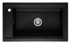 Graniteland Magra Granit negru ardezie hardstone Chiuveta de montat 686x427 mm cu gaura pentru robinet și dop de oțel inoxidabil 1208970615