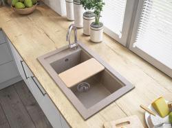 Graniteland Magra Granit Gri Cuptor de suprafață 686 x 427 mm cu orificiu de robinet și Plug din oțel inoxidabil 1208970618