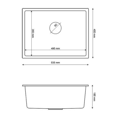 Graniteland Solo Chiuvetă submontată din granit gri 535x400 mm cu dop din inox 1208970634.