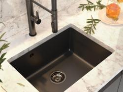 Graniteland Solo chiuvetă din granit negru submontată 535x400 mm cu dop din inox 1208970637.