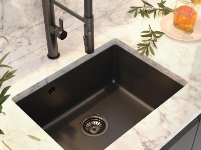 Graniteland Solo chiuvetă din granit negru submontată 535x400 mm cu dop din inox 1208970637.