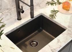 Graniteland Solo Granit negru Aspect piatră dură Arduin Chiuvetă submontată 535x400 mm cu dop din inox 1208970638