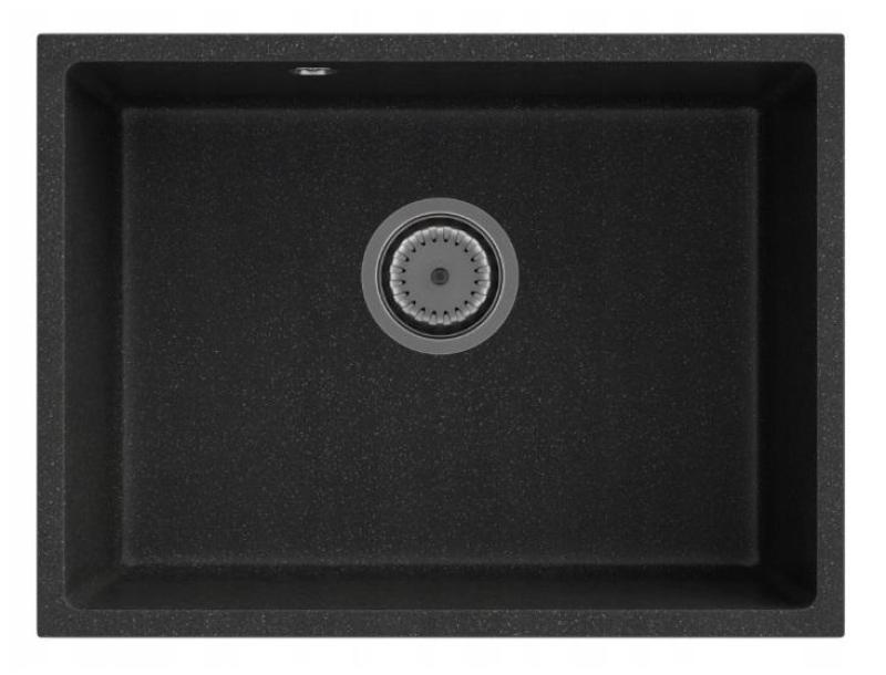 Graniteland Solo Granit negru Aspect piatră dură Arduin Chiuvetă submontată 535x400 mm cu dop din inox 1208970638