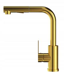 Granită Celeste Baterie de Bucătărie Aurie cu Scurgere Extensibilă și Duș de Mână cu Dublă Funcție 1208970664