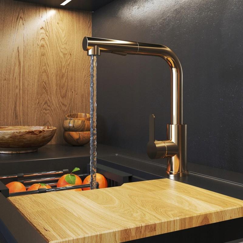 Graniteland Celeste Robinet de Bucătărie din Cupru cu Duza Extensibilă și Duș de Mână cu Funcție Dublă 1208970665