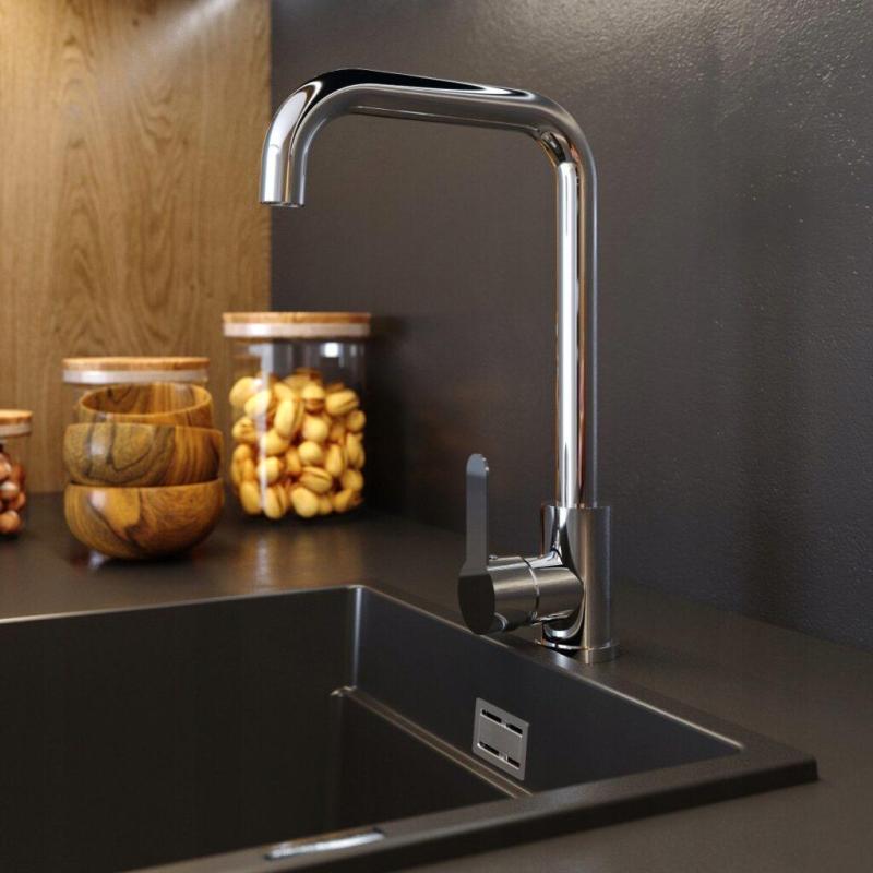 Graniteland Stellar Baterie de bucătărie cromată cu gura de scurgere rotativă 1208970667