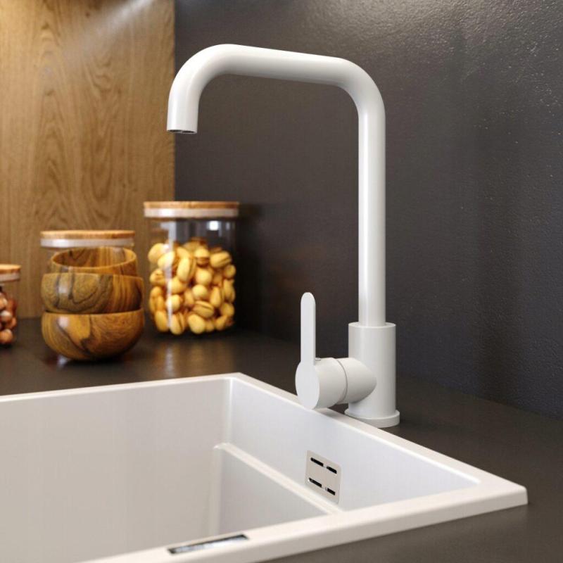 Baterie de bucătărie Graniteland Stellar Albă cu gură orientabilă 1208970668