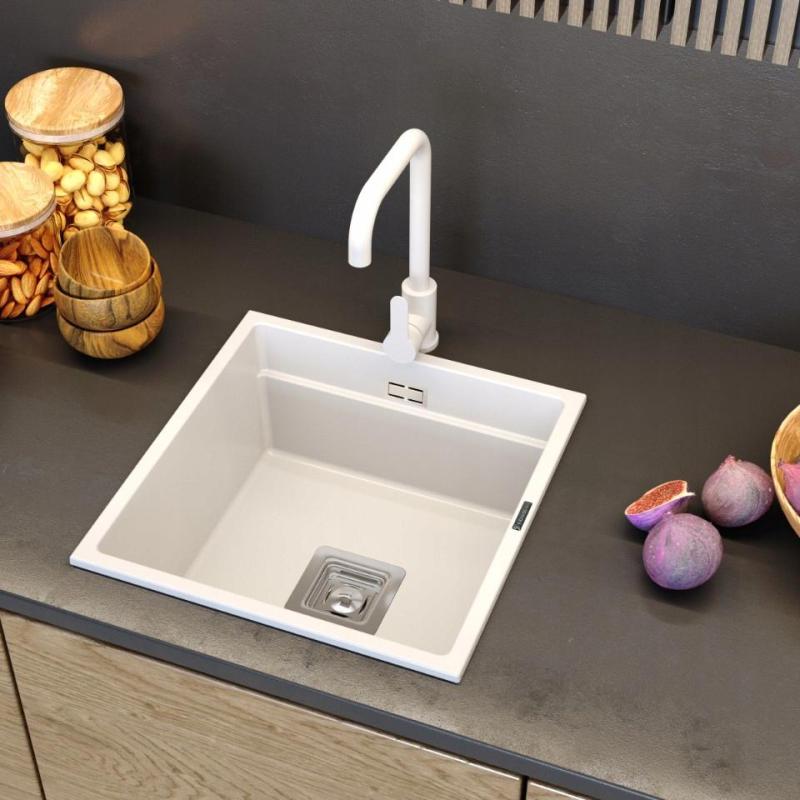 Baterie de bucătărie Graniteland Stellar Albă cu gură orientabilă 1208970668