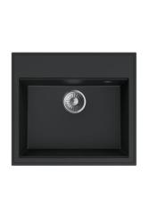 Chiuveta Dura Stretto din cuarț negru, montare deasupra, 56x51 cm, cu dop din inox și orificiu pentru robinet 1208970690