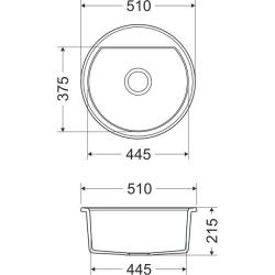 Dura Stretto chiuvetă rotundă din cuarț alb montată pe blat 51 cm cu dop din inox și 1 orificiu pentru baterie 1208970691