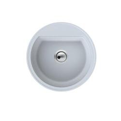 Dura Stretto chiuvetă rotundă din cuarț alb montată pe blat 51 cm cu dop din inox și 1 orificiu pentru baterie 1208970691