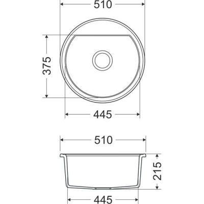 Dura Stretto chiuvetă rotundă din cuarț alb montată pe blat 51 cm cu dop din inox și 1 orificiu pentru baterie 1208970691