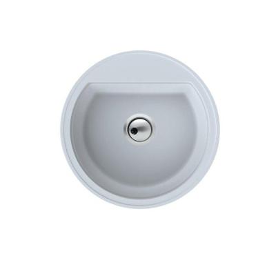 Dura Stretto chiuvetă rotundă din cuarț alb montată pe blat 51 cm cu dop din inox și 1 orificiu pentru baterie 1208970691
