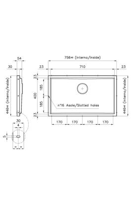 Bază Foster Phantom din oțel inoxidabil, chiuvetă de blat cu placă de bază 71x40cm pentru montare în ceramică, piatră naturală și suprafață solidă, grosime 20mm 1208970694.