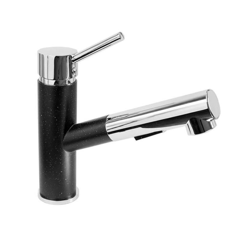 Robinet de bucătărie Graniteland Ceres cu aspect de piatră dură Arduin, cu gât extensibil și duș de mână cu dublă funcție 1208970706