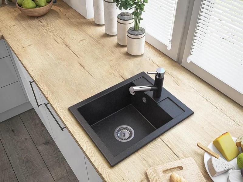 Robinet de bucătărie Graniteland Ceres cu aspect de piatră dură Arduin, cu gât extensibil și duș de mână cu dublă funcție 1208970706