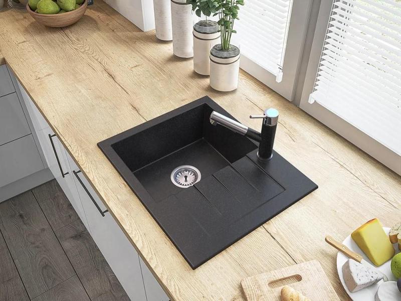 Robinet de bucătărie Graniteland Ceres cu aspect de piatră dură Arduin, cu gât extensibil și duș de mână cu dublă funcție 1208970706