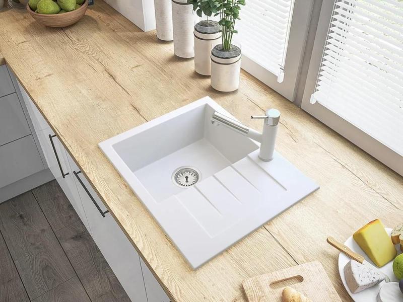 Graniteland Ceres Baterie de Bucătărie Albă cu Scurgere Extensibilă și Duș cu Dublă Funcție 1208970709