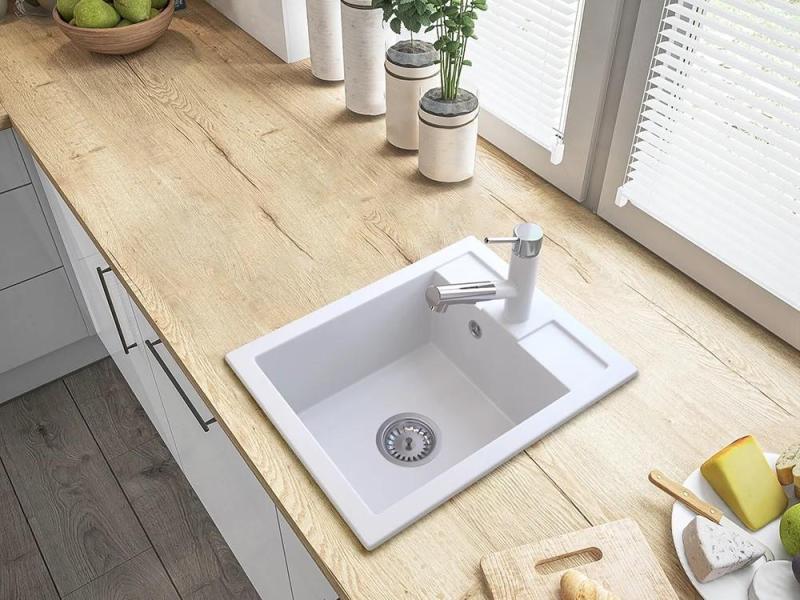 Graniteland Ceres Baterie de Bucătărie Albă cu Scurgere Extensibilă și Duș cu Dublă Funcție 1208970709