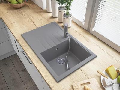 Granitland Ceres Robinet de bucătărie gri cu pipă extensibilă și duș cu dublă funcție 1208970710