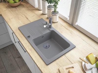 Granitland Ceres Robinet de bucătărie gri cu pipă extensibilă și duș cu dublă funcție 1208970710