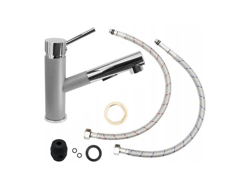 Granitland Ceres Robinet de bucătărie gri cu pipă extensibilă și duș cu dublă funcție 1208970710