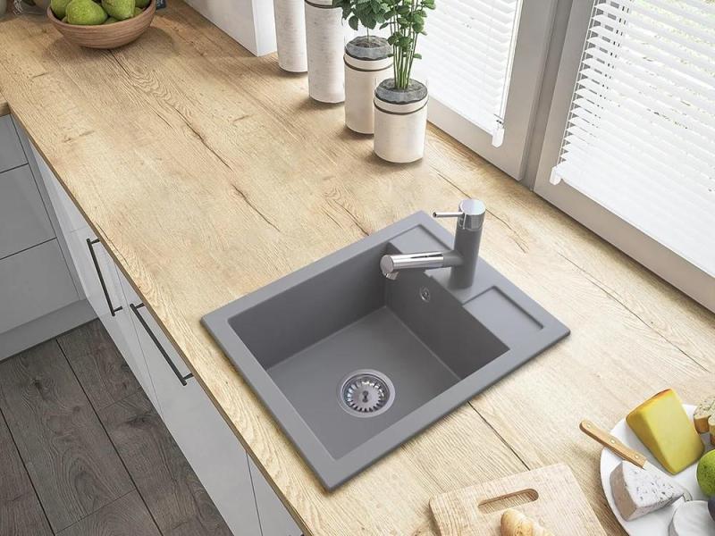 Granitland Ceres Robinet de bucătărie gri cu pipă extensibilă și duș cu dublă funcție 1208970710