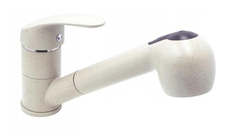 Baterie de bucătărie Graniteland Rhea Bej nisip cu ieșire extensibilă și duș de mână cu dublă funcție 1208970713