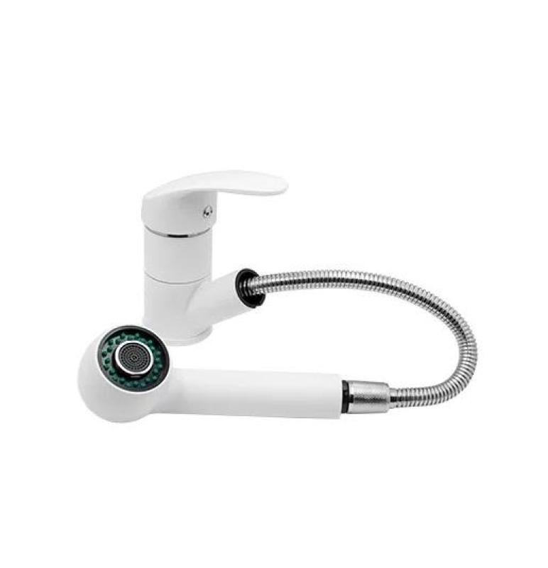 Graniteland Rhea Baterie de bucătărie Albă cu Pipă Extensibilă și Duș de Mână cu Dublă Funcție 1208970714