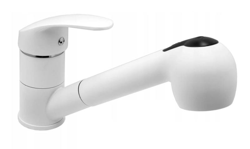 Graniteland Rhea Baterie de bucătărie Albă cu Pipă Extensibilă și Duș de Mână cu Dublă Funcție 1208970714