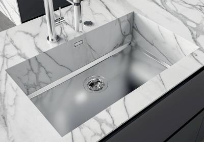 Foster Phantom Base RVS Bodemplaat Worktop Spoelbak 50x40cm pentru încorporare în ceramică, piatră naturală și suprafețe solide, grosime 20mm 1208970717.