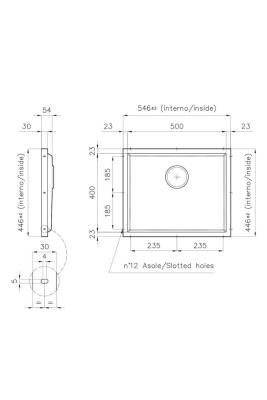 Foster Phantom Base RVS Bodemplaat Worktop Spoelbak 50x40cm pentru încorporare în ceramică, piatră naturală și suprafețe solide cu grosimea de 12mm 1208970720.