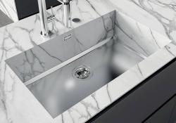 Foster Phantom Base RVS Bodemplaat Worktop Spoelbak 71x40cm pentru încorporare în ceramică, piatră naturală și Solidsurface grosime 12mm 1208970721