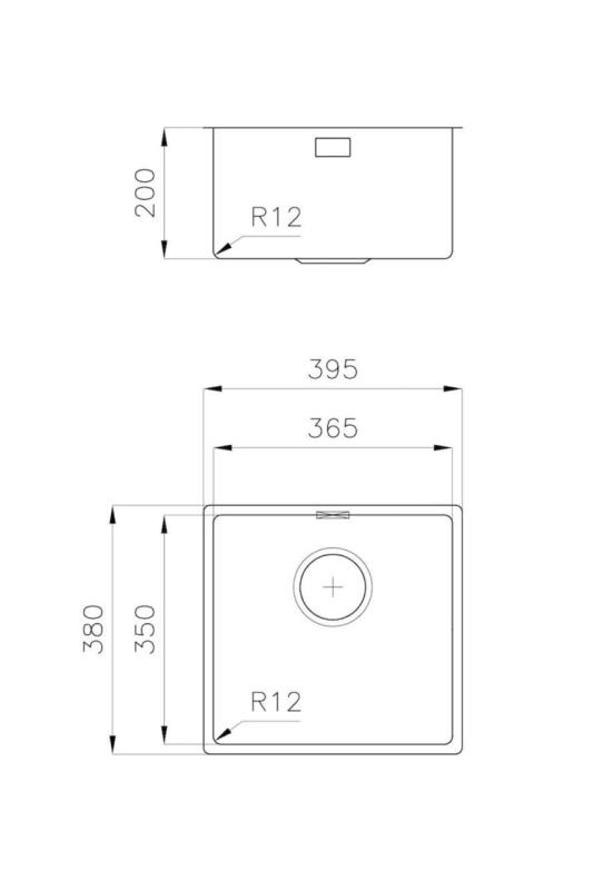 Foster L35 Speciale 35 cm lung Chiuvetă inox 365 x 350 mm Submontaj 1208970722.
